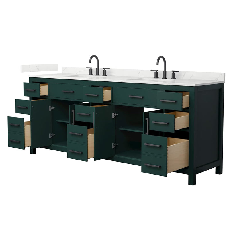Beckett 84" Free Standing Double Basin Vanity Set with Cabinet and Quartz Vanity Top - image 17