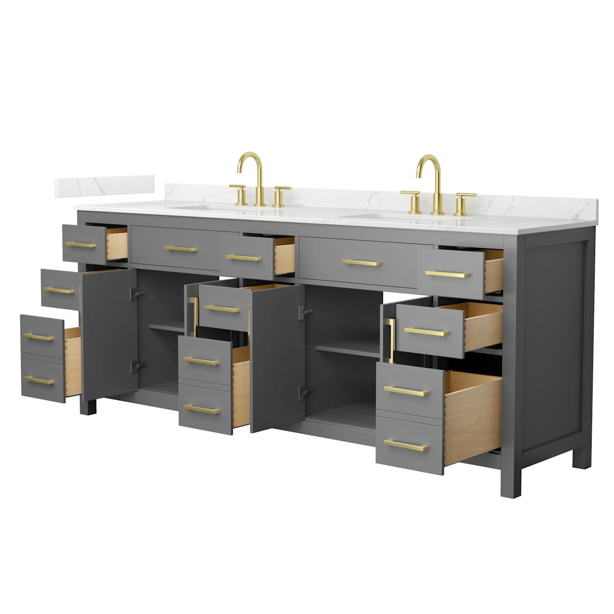 Beckett 84" Free Standing Double Basin Vanity Set with Cabinet and Quartz Vanity Top - image 19