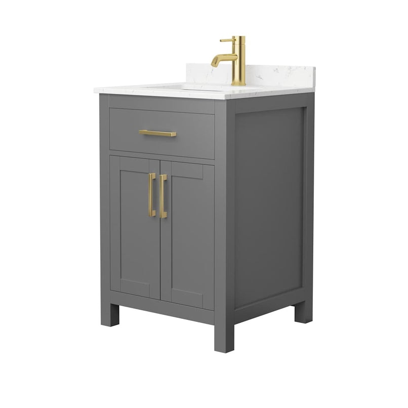 Beckett 24" Free Standing Single Basin Vanity Set with Cabinet and Cultured Marble Vanity Top - image 2