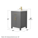 Beckett 24" Free Standing Single Basin Vanity Set with Cabinet and Cultured Marble Vanity Top - image 5