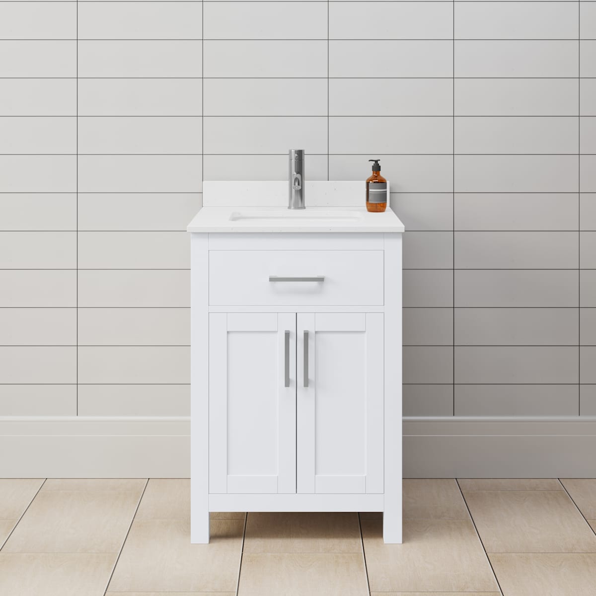 Beckett 24" Free Standing Single Basin Vanity Set with Cabinet and Cultured Marble Vanity Top - image 1