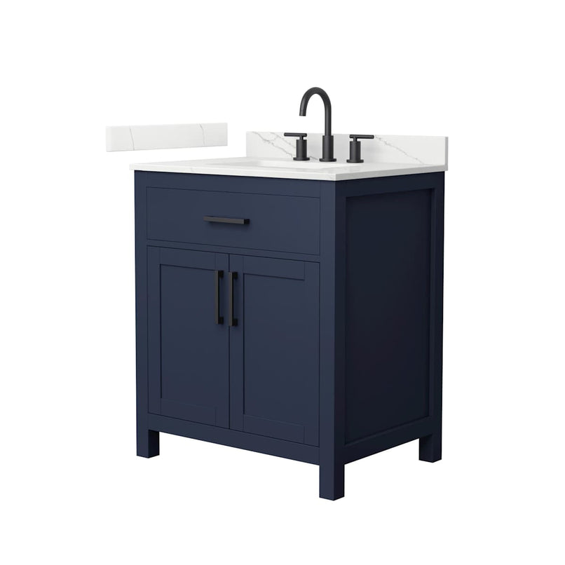 Beckett 30" Free Standing Single Basin Vanity Set with Cabinet and Quartz Vanity Top - image 1