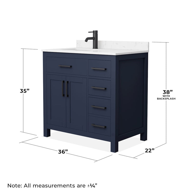 Beckett 36" Free Standing Single Basin Vanity Set with Cabinet and Cultured Marble Vanity Top - image 5