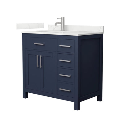 Beckett 36" Free Standing Single Basin Vanity Set with Cabinet and Quartz Vanity Top - image 1
