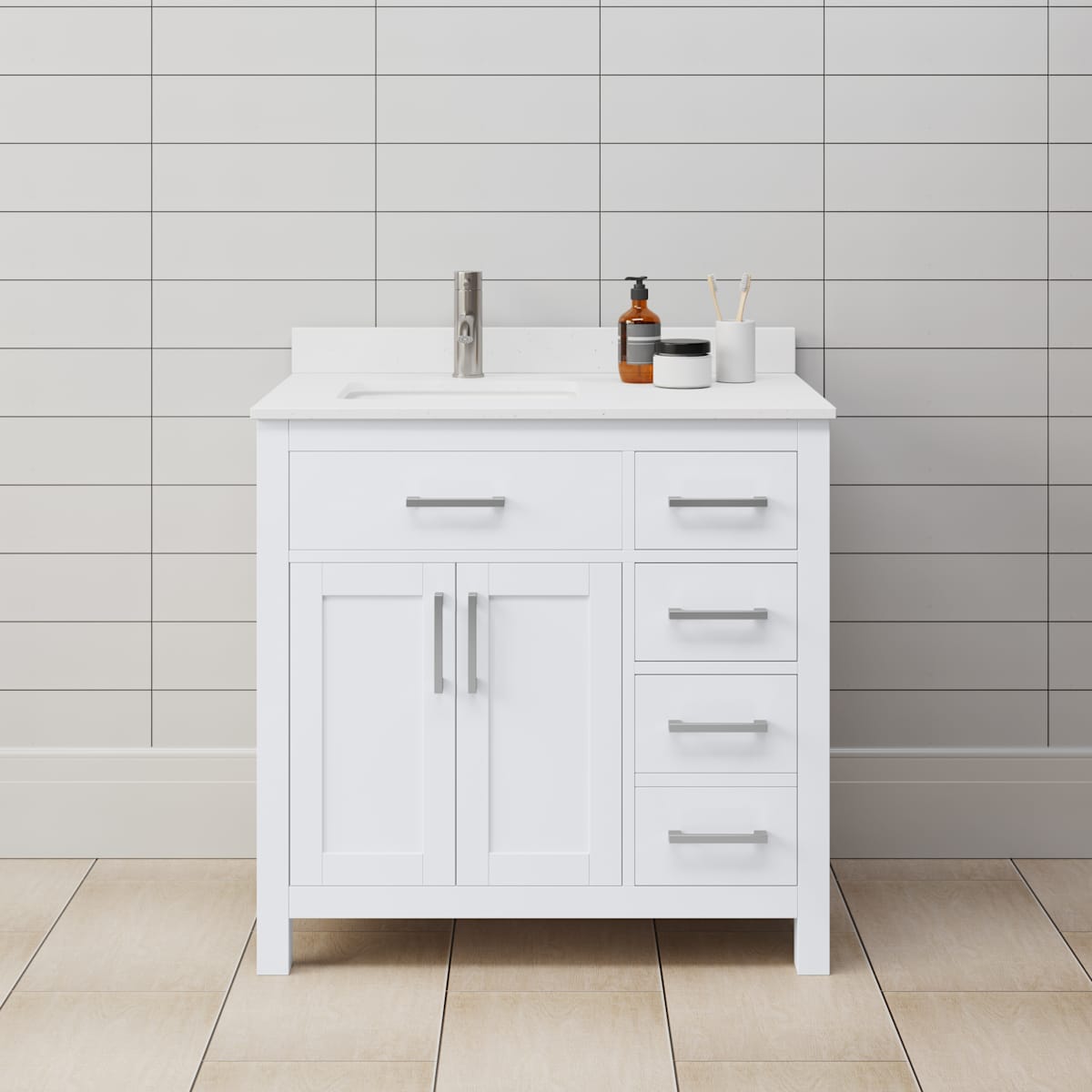Beckett 36" Free Standing Single Basin Vanity Set with Cabinet and Cultured Marble Vanity Top - image 1
