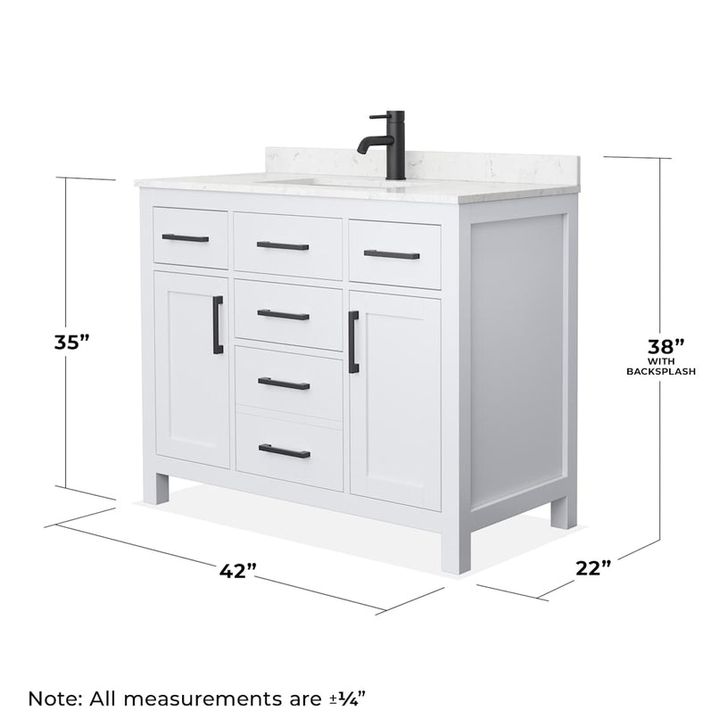 Beckett 42" Free Standing Single Basin Vanity Set with Cabinet and Cultured Marble Vanity Top - image 5