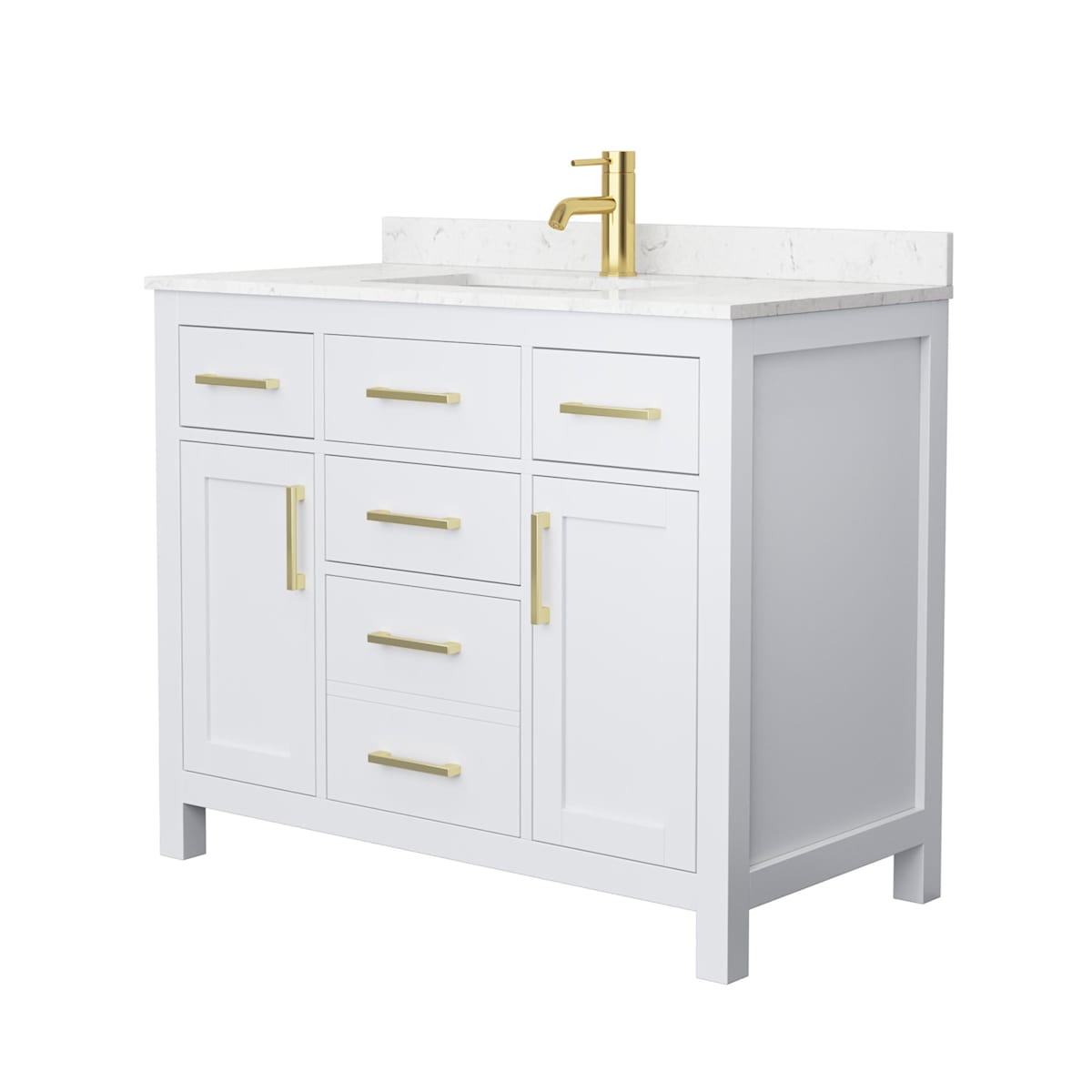Beckett 42" Free Standing Single Basin Vanity Set with Cabinet and Cultured Marble Vanity Top
