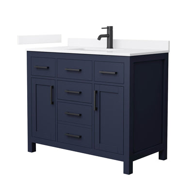 Beckett 42" Free Standing Single Basin Vanity Set with Cabinet and Quartz Vanity Top - image 1