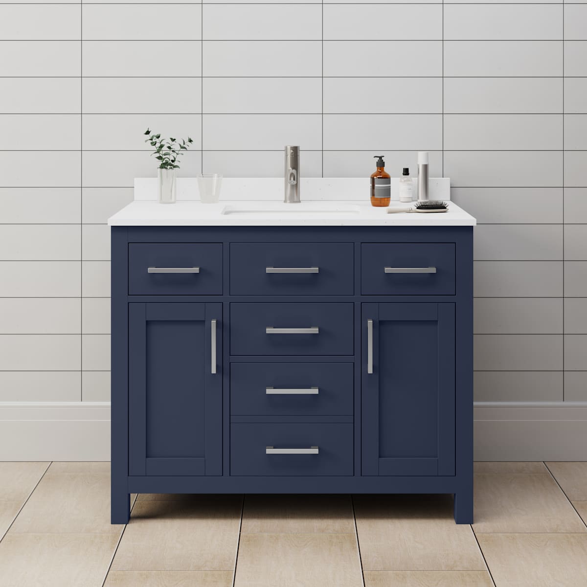 Beckett 42" Free Standing Single Basin Vanity Set with Cabinet and Cultured Marble Vanity Top