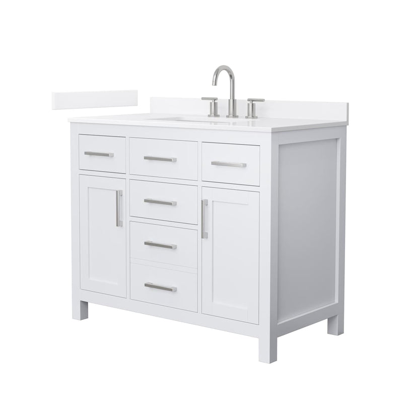 Beckett 42" Free Standing Single Basin Vanity Set with Cabinet and Quartz Vanity Top - image 1