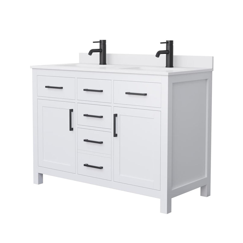 Beckett 48" Free Standing Double Basin Vanity Set with Cabinet and Cultured Marble Vanity Top - image 2