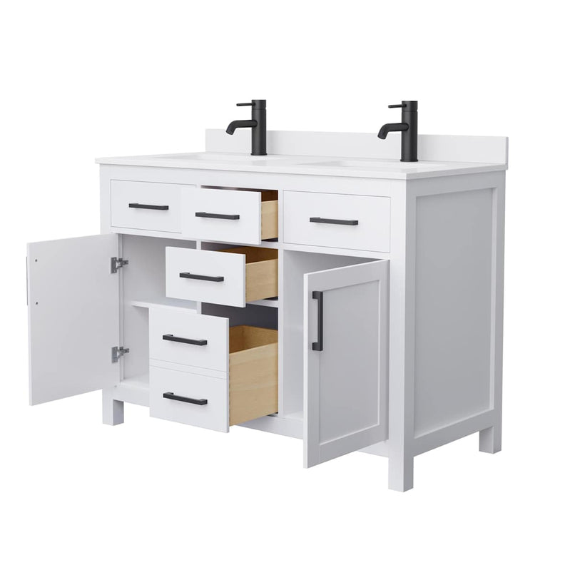 Beckett 48" Free Standing Double Basin Vanity Set with Cabinet and Cultured Marble Vanity Top - image 3