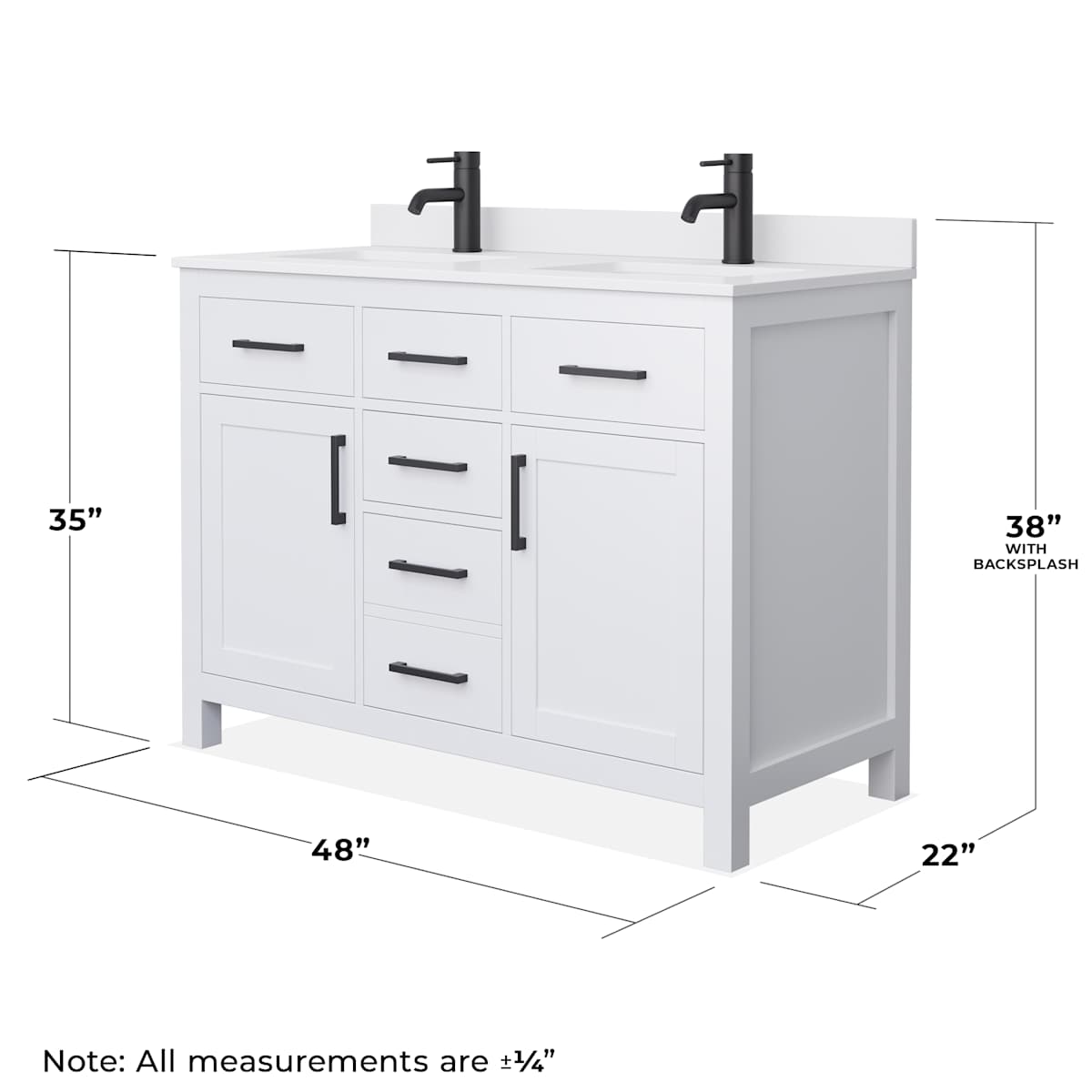 Beckett 48" Free Standing Double Basin Vanity Set with Cabinet and Cultured Marble Vanity Top