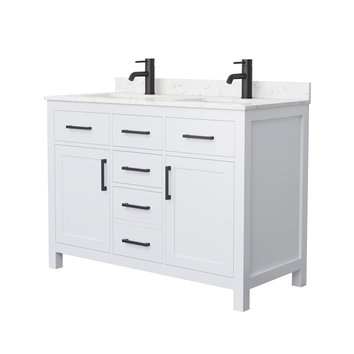 Beckett 48" Free Standing Double Basin Vanity Set with Cabinet and Cultured Marble Vanity Top