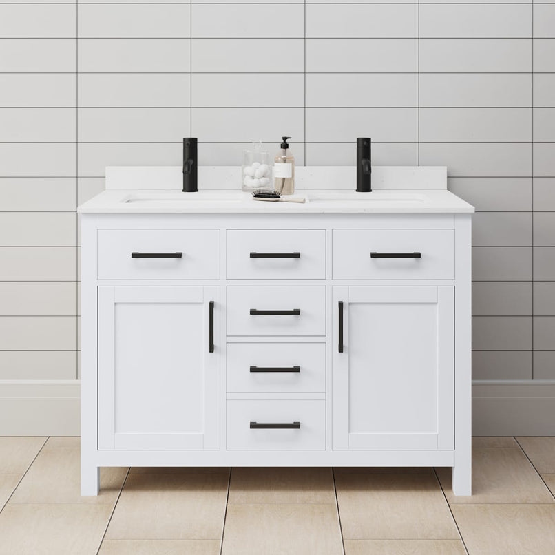 Beckett 48" Free Standing Double Basin Vanity Set with Cabinet and Cultured Marble Vanity Top - image 1