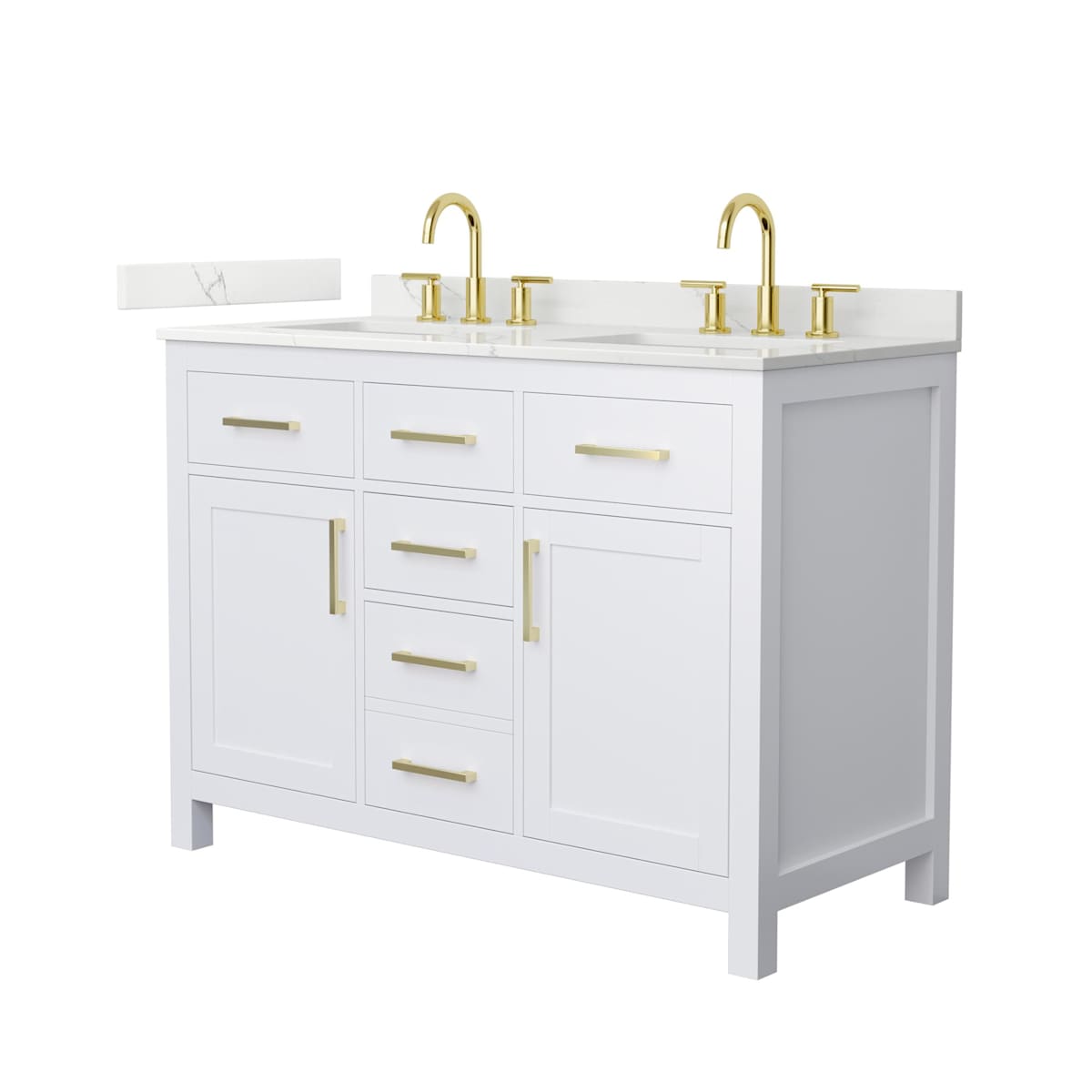 Beckett 48" Free Standing Double Basin Vanity Set with Cabinet and Quartz Vanity Top