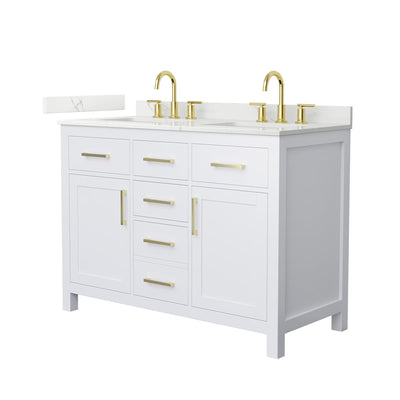 Beckett 48" Free Standing Double Basin Vanity Set with Cabinet and Quartz Vanity Top - image 1