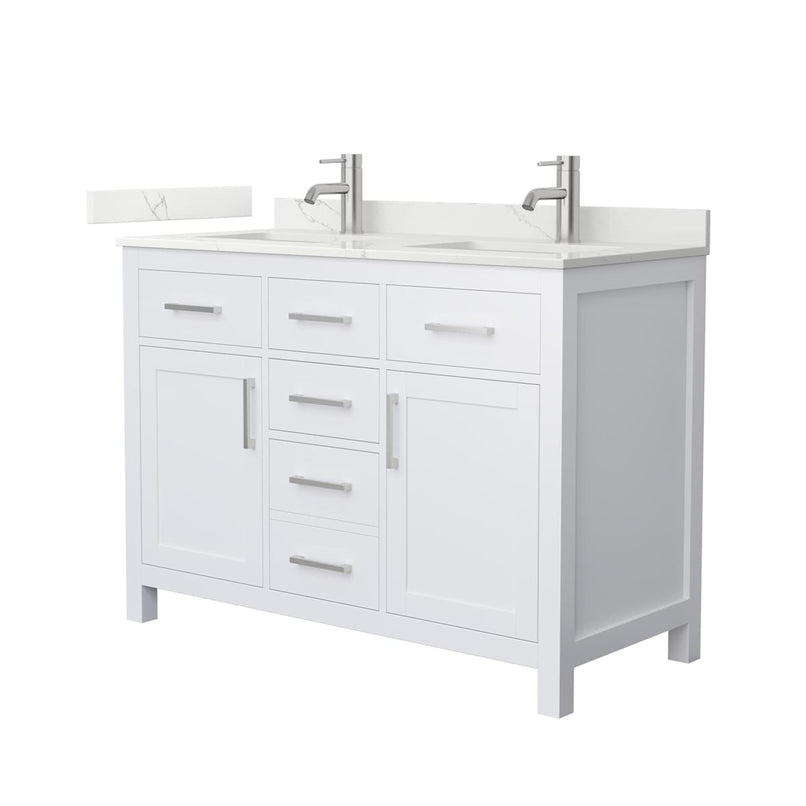 Beckett 48" Free Standing Double Basin Vanity Set with Cabinet and Quartz Vanity Top - image 1