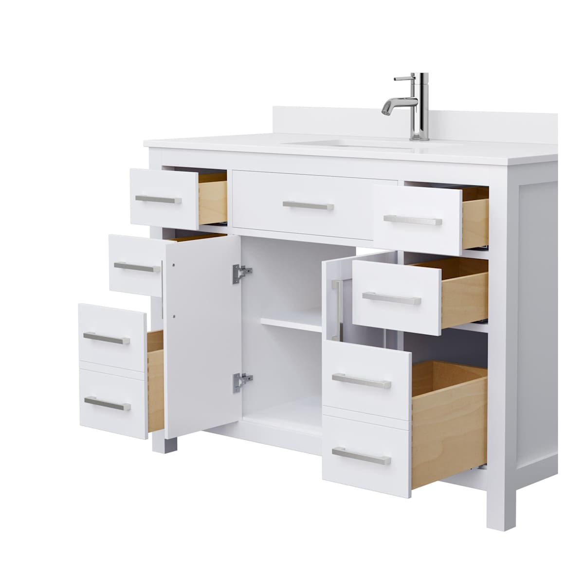 Beckett 48" Free Standing Single Basin Vanity Set with Cabinet and Cultured Marble Vanity Top