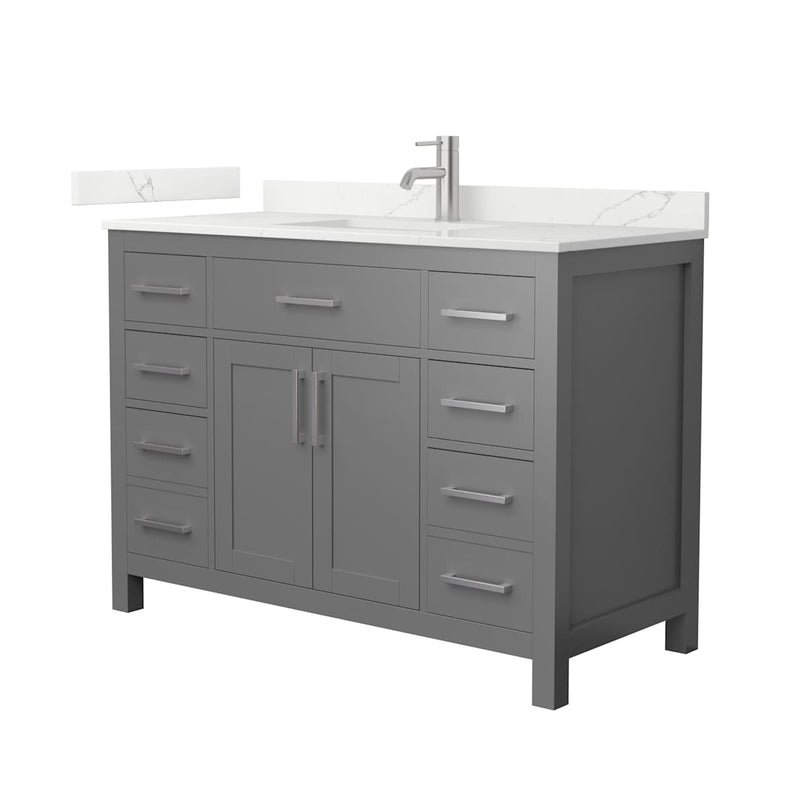 Beckett 48" Free Standing Single Basin Vanity Set with Cabinet and Quartz Vanity Top - image 1
