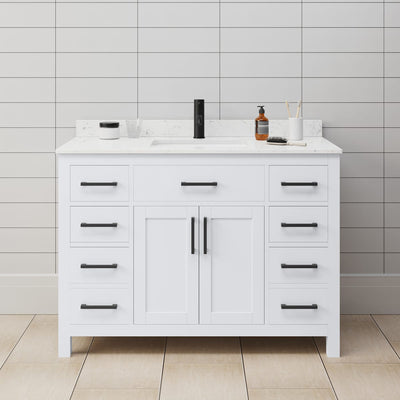 Beckett 48" Free Standing Single Basin Vanity Set with Cabinet and Cultured Marble Vanity Top - image 1