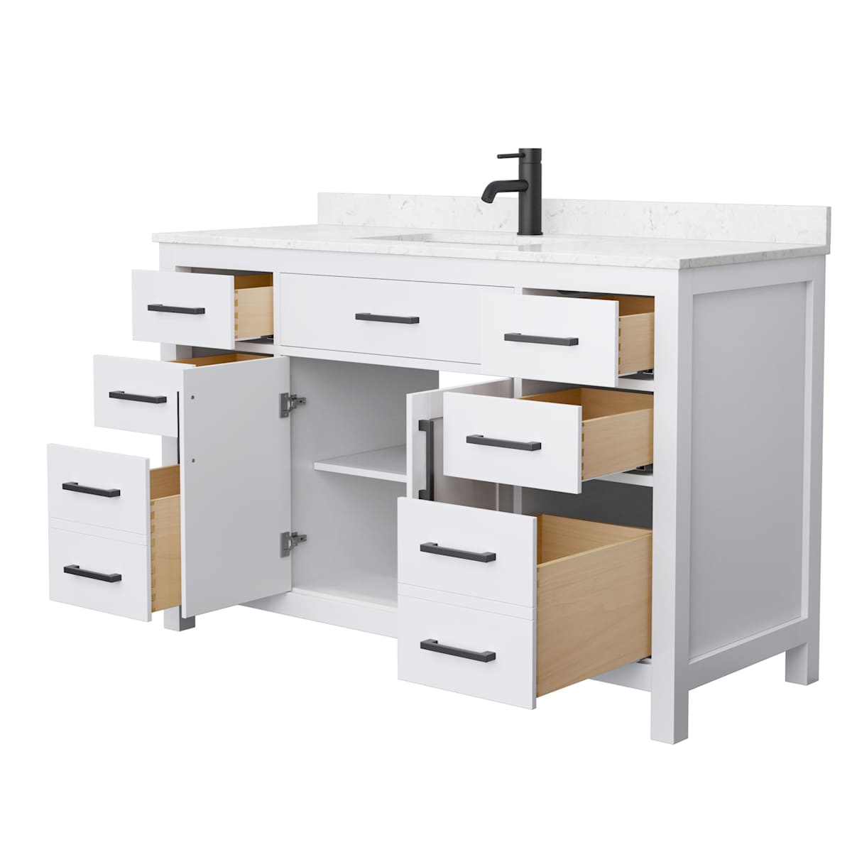Beckett 54" Free Standing Single Basin Vanity Set with Cabinet and Cultured Marble Vanity Top