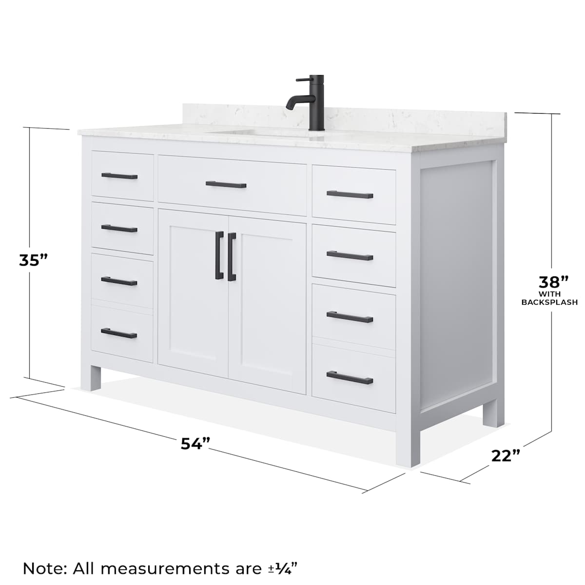 Beckett 54" Free Standing Single Basin Vanity Set with Cabinet and Cultured Marble Vanity Top - image 5