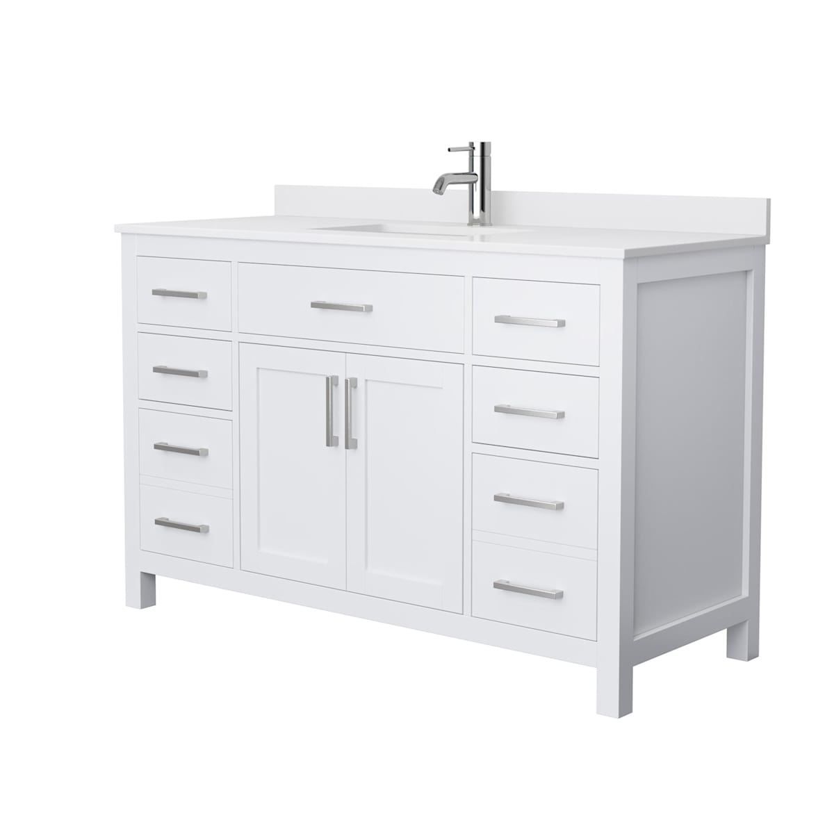 Beckett 54" Free Standing Single Basin Vanity Set with Cabinet and Cultured Marble Vanity Top