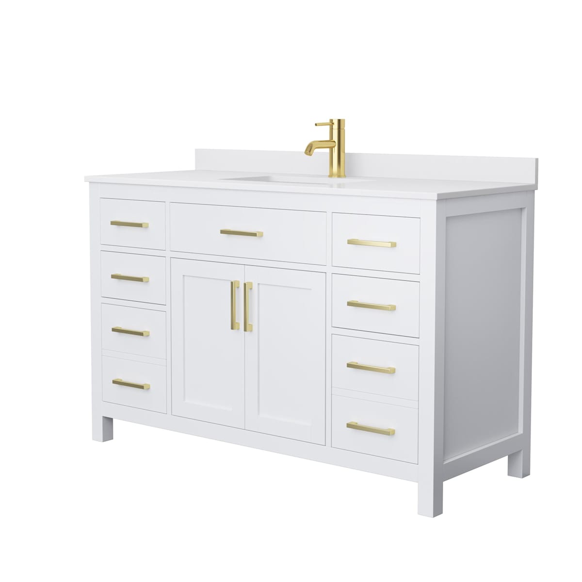 Beckett 54" Free Standing Single Basin Vanity Set with Cabinet and Cultured Marble Vanity Top