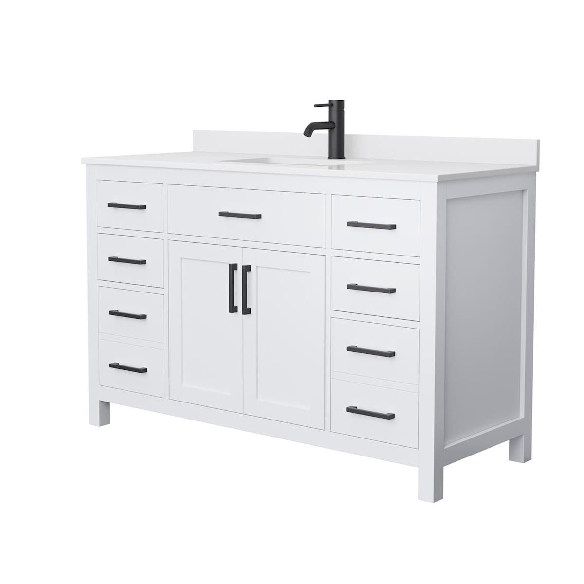 Beckett 54" Free Standing Single Basin Vanity Set with Cabinet and Cultured Marble Vanity Top