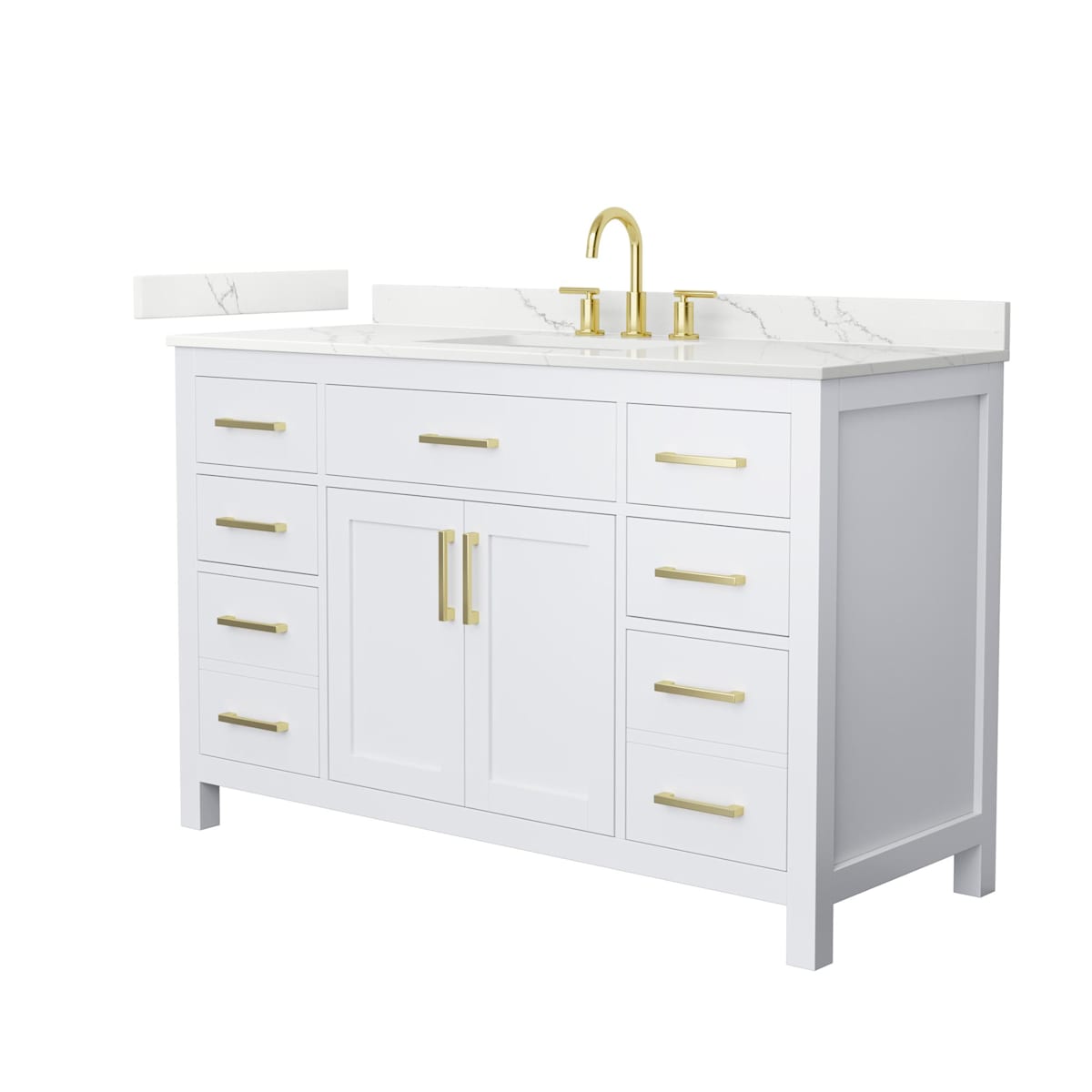 Beckett 54" Free Standing Single Basin Vanity Set with Cabinet and Quartz Vanity Top