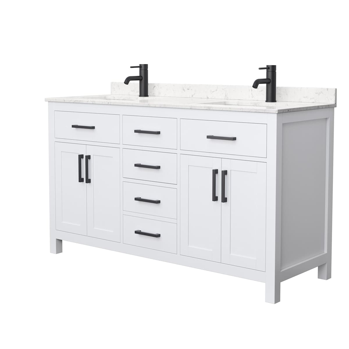 Beckett 60" Free Standing Double Basin Vanity Set with Cabinet and Cultured Marble Vanity Top