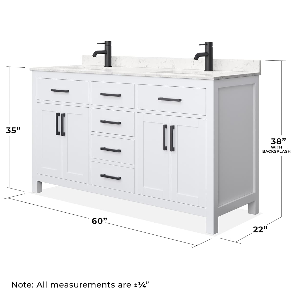 Beckett 60" Free Standing Double Basin Vanity Set with Cabinet and Cultured Marble Vanity Top