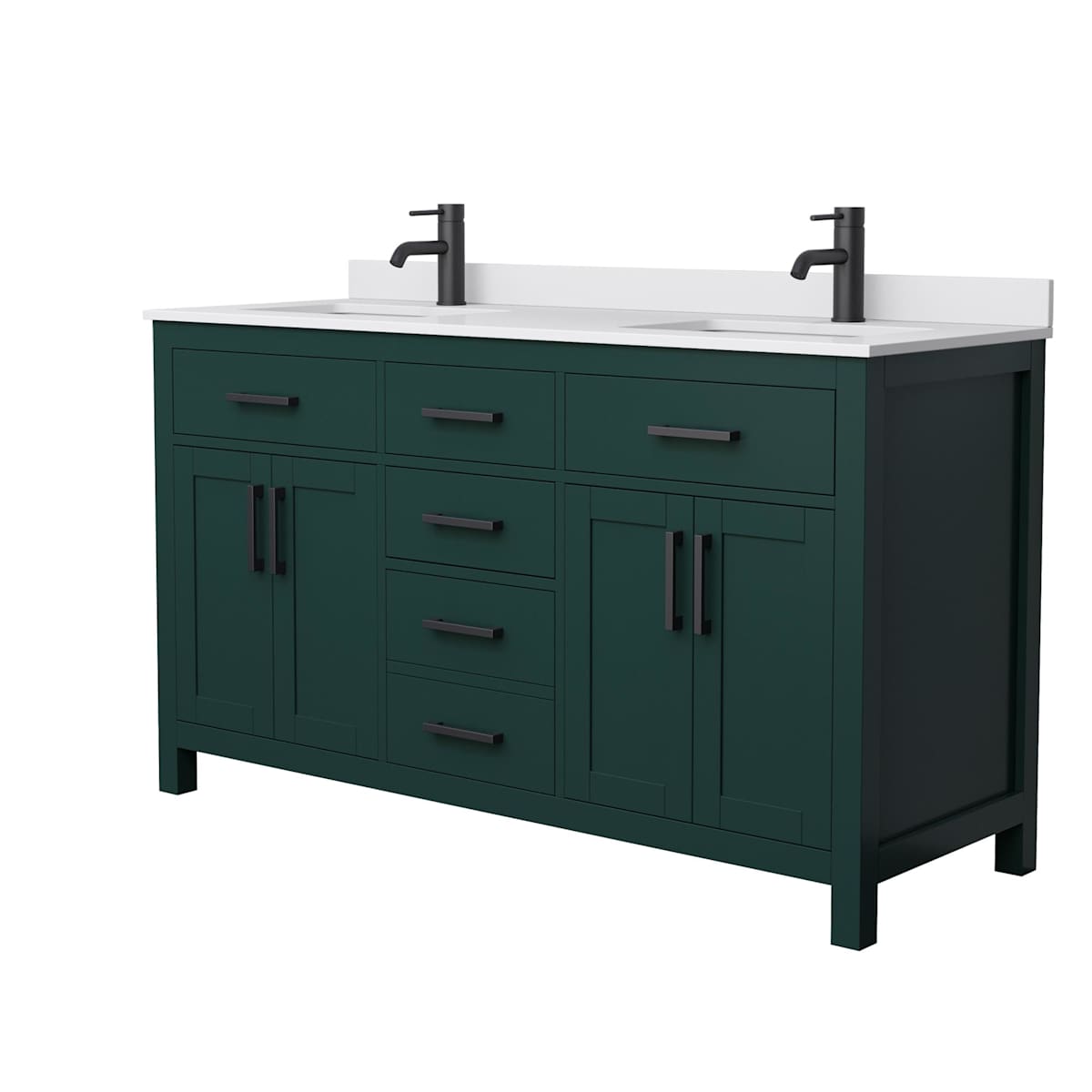 Beckett 60" Free Standing Double Basin Vanity Set with Cabinet and Cultured Marble Vanity Top