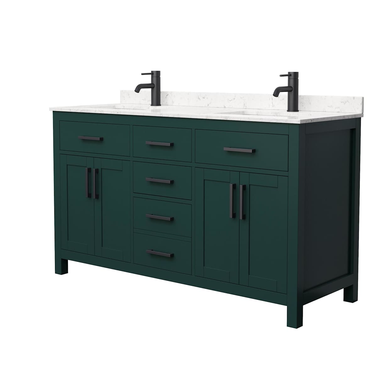 Beckett 60" Free Standing Double Basin Vanity Set with Cabinet and Cultured Marble Vanity Top