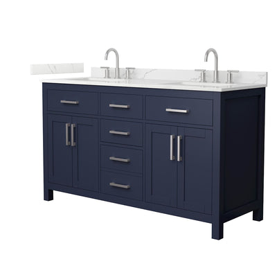 Beckett 60" Free Standing Double Basin Vanity Set with Cabinet and Quartz Vanity Top - image 1