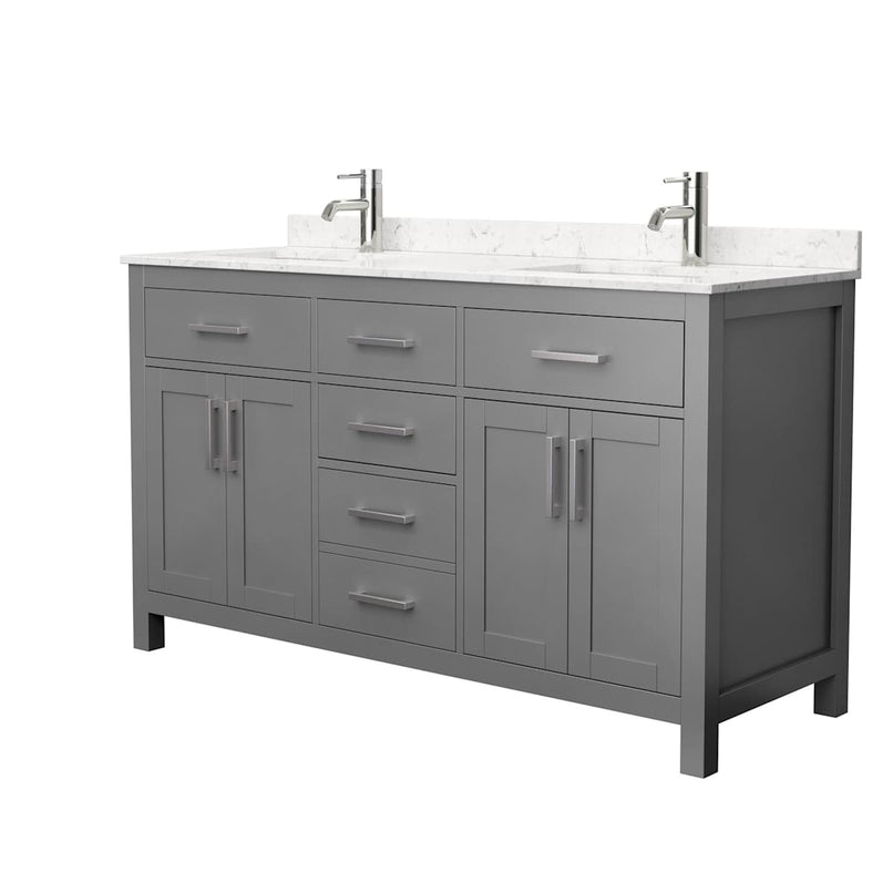 Beckett 60" Free Standing Double Basin Vanity Set with Wood Cabinet and Cultured Marble Vanity Top - image 2