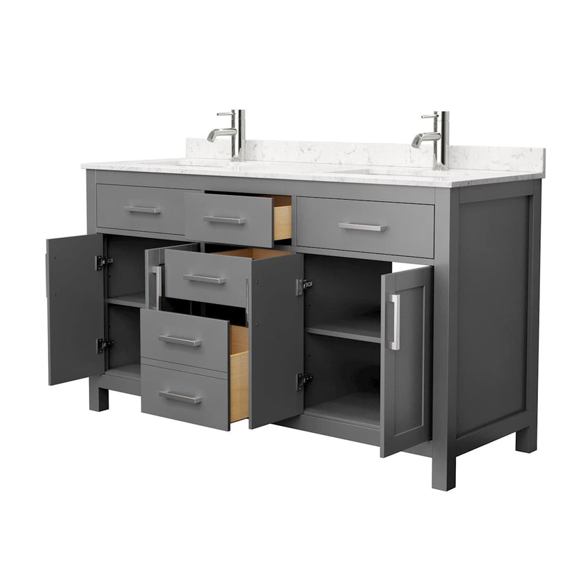 Beckett 60" Free Standing Double Basin Vanity Set with Wood Cabinet and Cultured Marble Vanity Top - image 3