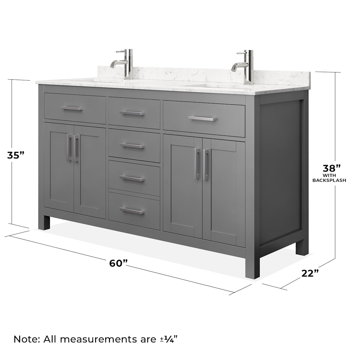 Beckett 60" Free Standing Double Basin Vanity Set with Wood Cabinet and Cultured Marble Vanity Top