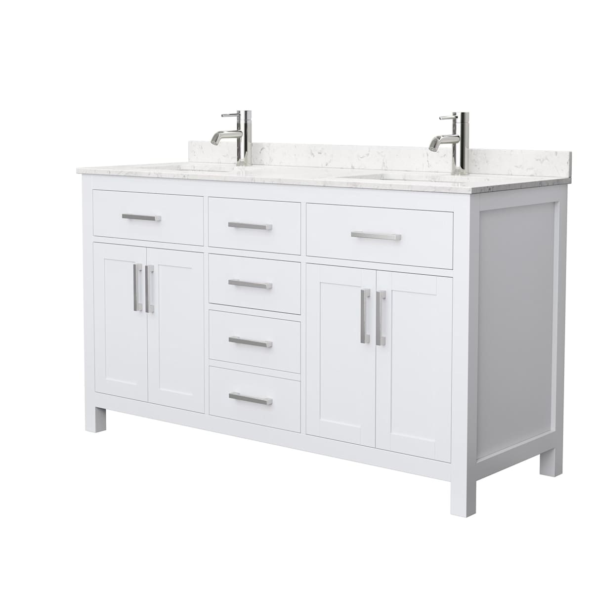 Beckett 60" Free Standing Double Basin Vanity Set with Wood Cabinet and Cultured Marble Vanity Top