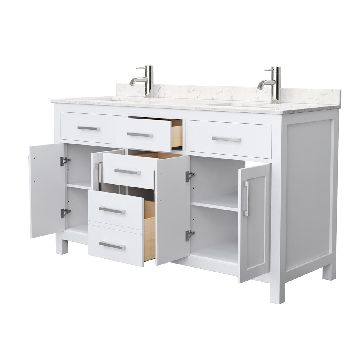 Beckett 60" Free Standing Double Basin Vanity Set with Wood Cabinet and Cultured Marble Vanity Top