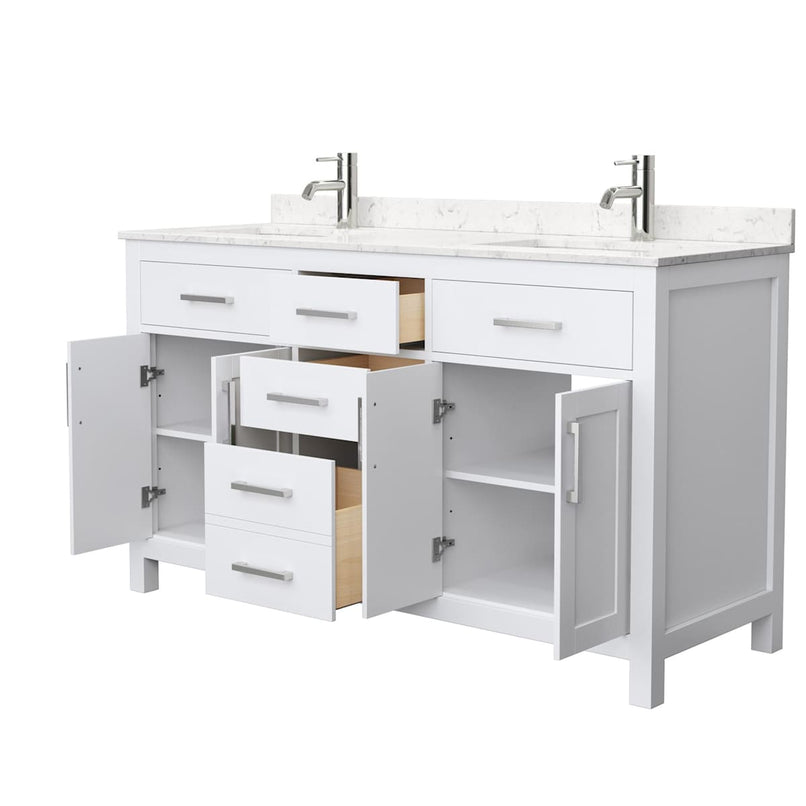 Beckett 60" Free Standing Double Basin Vanity Set with Wood Cabinet and Cultured Marble Vanity Top - image 8