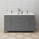 Beckett 60" Free Standing Double Basin Vanity Set with Wood Cabinet and Cultured Marble Vanity Top - image 1