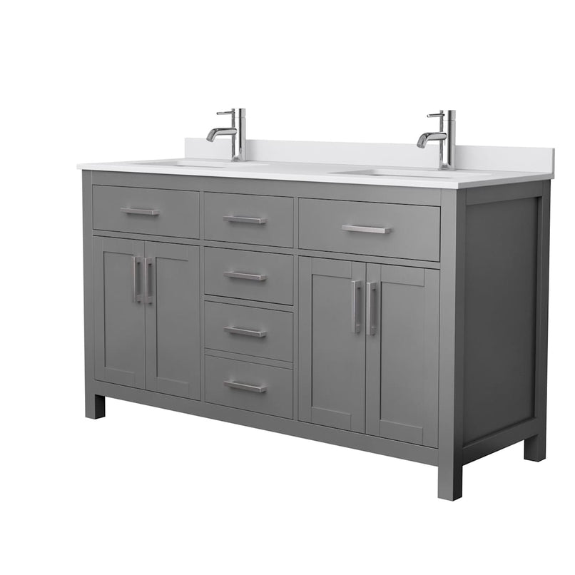 Beckett 60" Free Standing Double Basin Vanity Set with Wood Cabinet and Cultured Marble Vanity Top - image 2