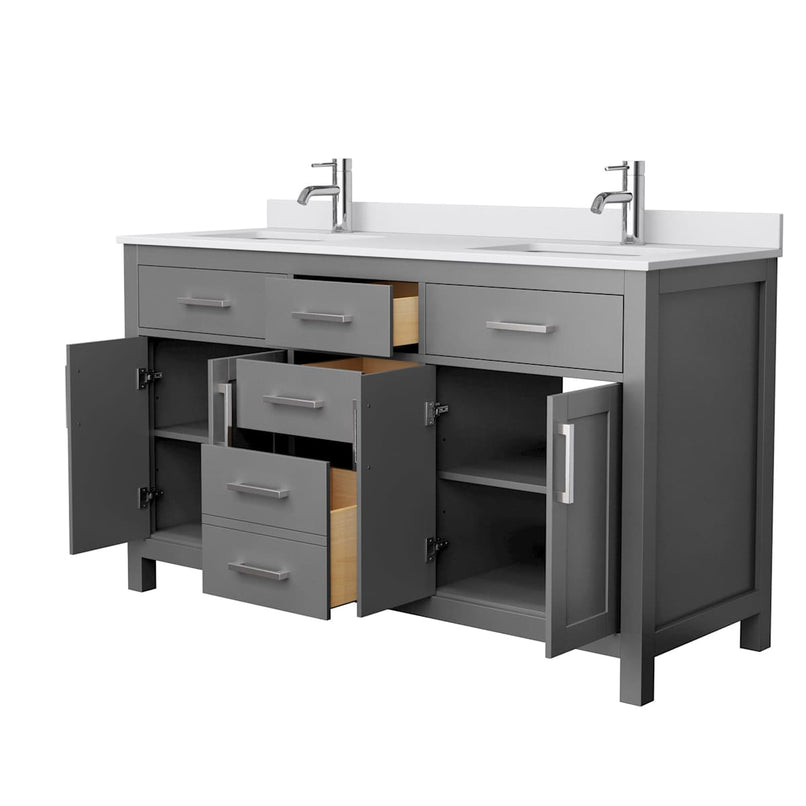 Beckett 60" Free Standing Double Basin Vanity Set with Wood Cabinet and Cultured Marble Vanity Top - image 3
