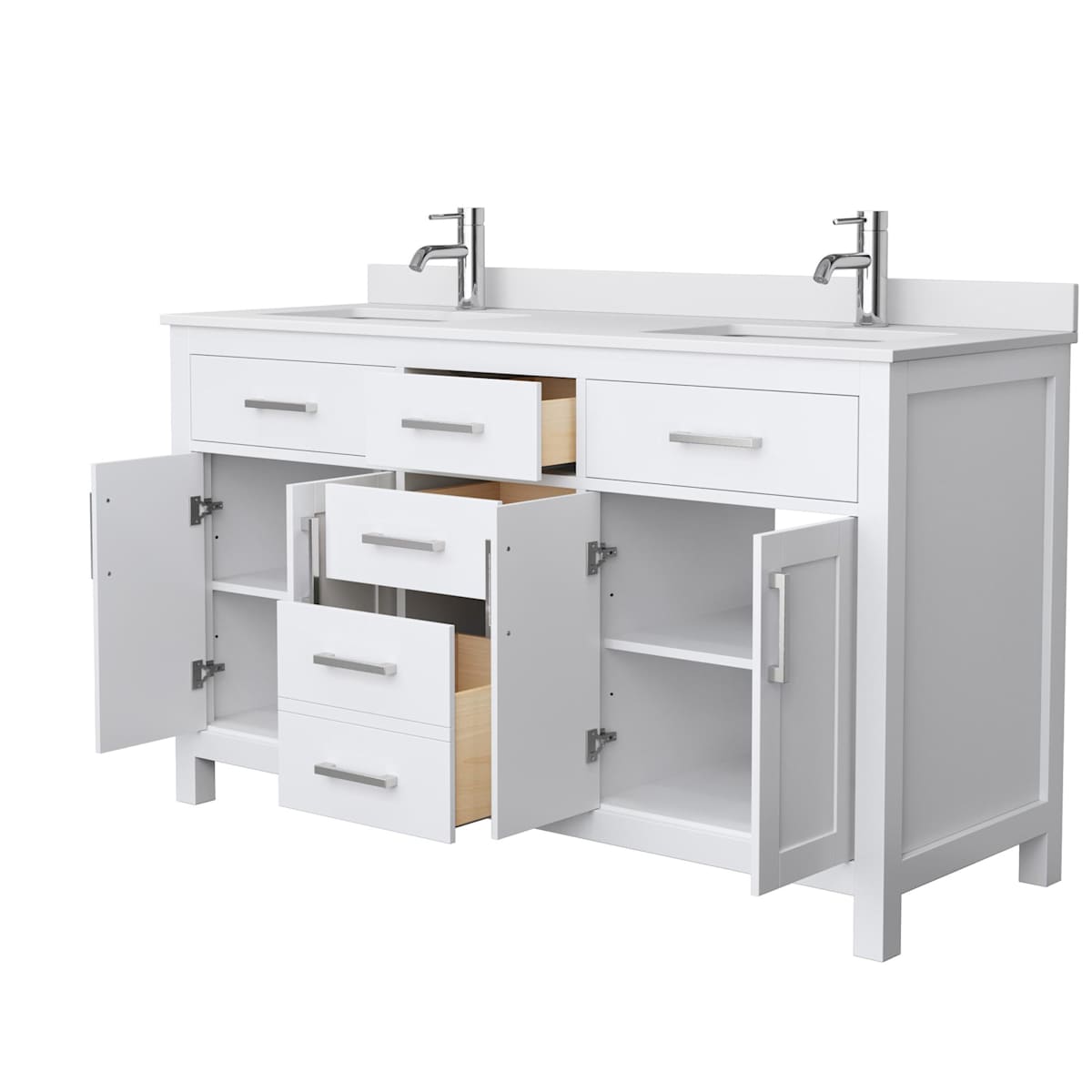 Beckett 60" Free Standing Double Basin Vanity Set with Wood Cabinet and Cultured Marble Vanity Top