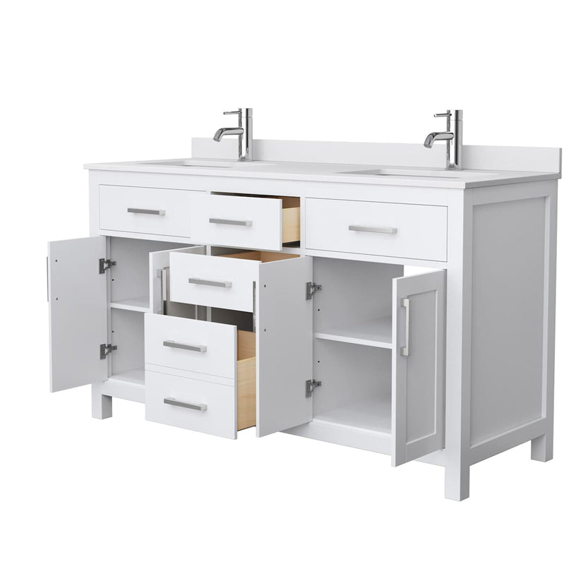 Beckett 60" Free Standing Double Basin Vanity Set with Wood Cabinet and Cultured Marble Vanity Top - image 8