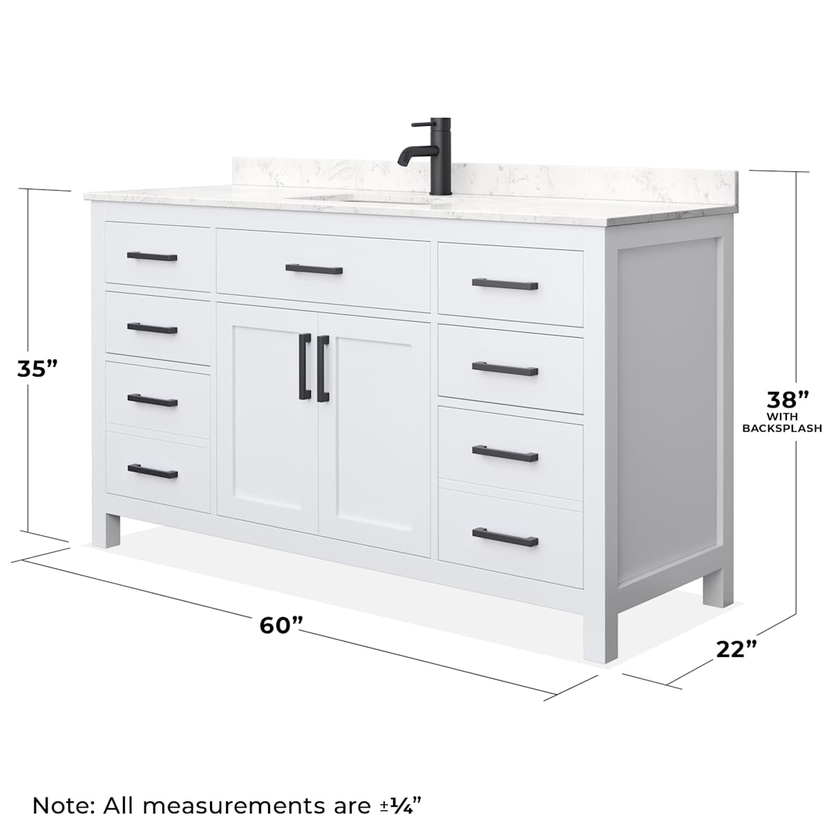 Beckett 60" Free Standing Single Basin Vanity Set with Cabinet and Cultured Marble Vanity Top
