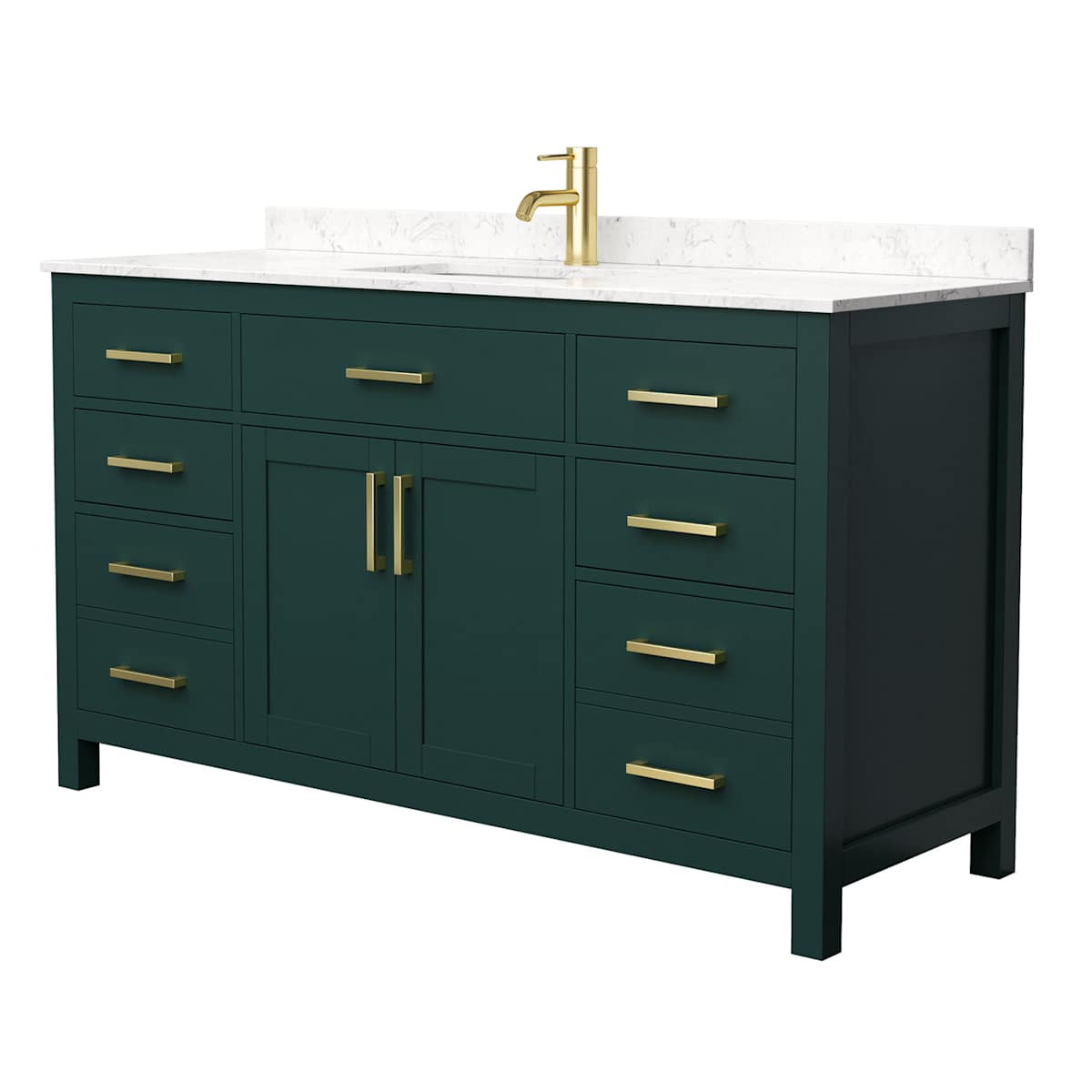 Beckett 60" Free Standing Single Basin Vanity Set with Cabinet and Cultured Marble Vanity Top