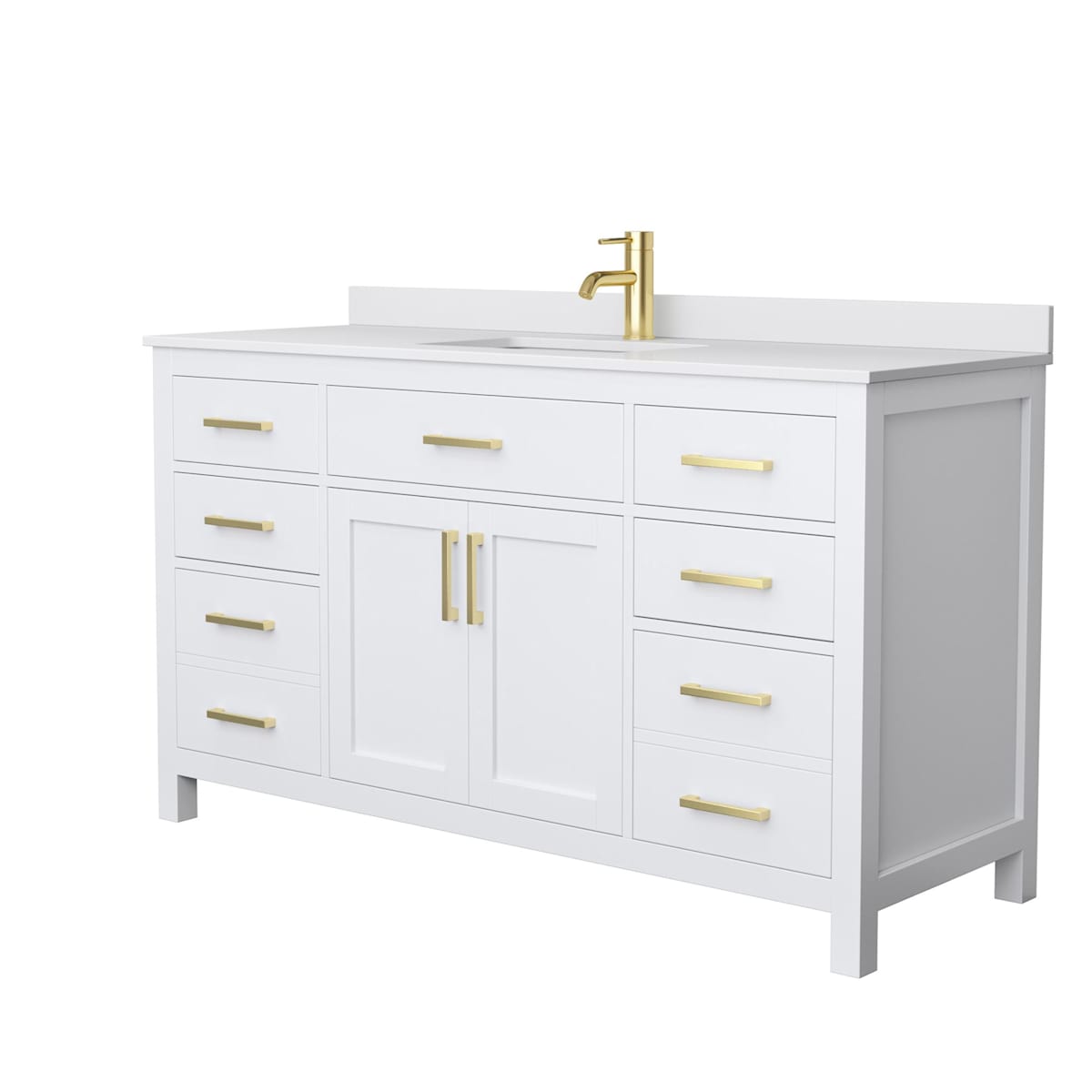 Beckett 60" Free Standing Single Basin Vanity Set with Cabinet and Cultured Marble Vanity Top